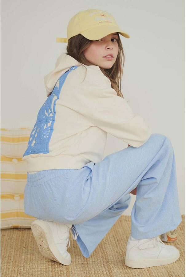 NoBell wide leg gestreepte casual broek lichtblauw - Foto 2