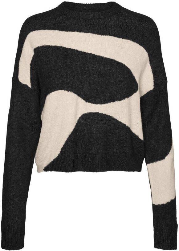 NOISY MAY sweater NMSWIRL met grafische print zwart