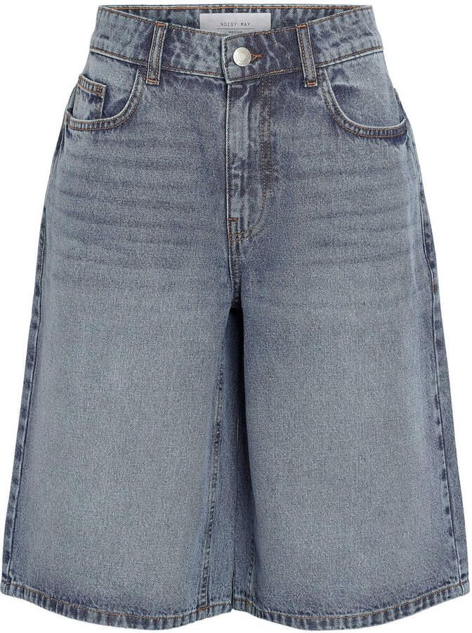 NOISY MAY Curve denim baggy regular waist bermuda short medium blue denim