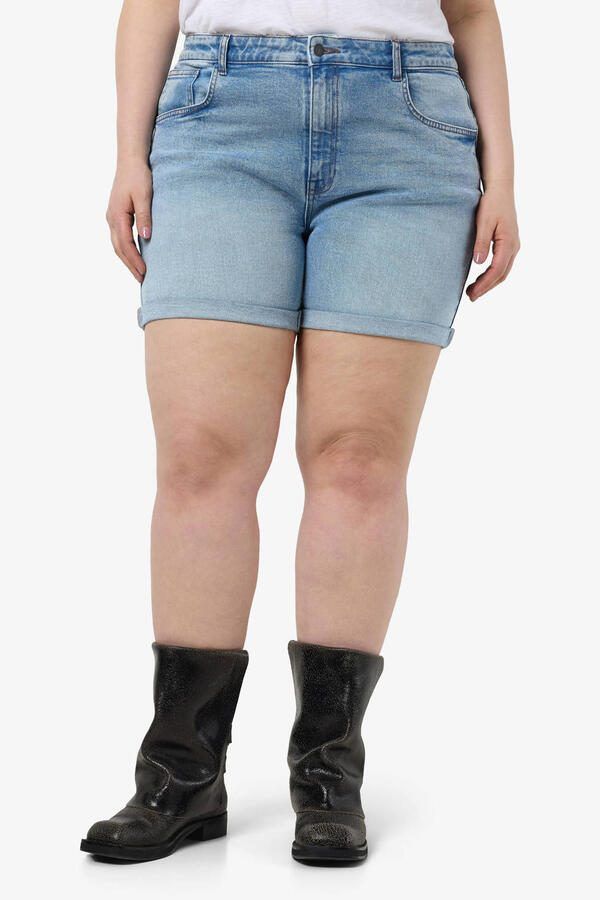 NOISY MAY Curve high waist denim short light blue denim