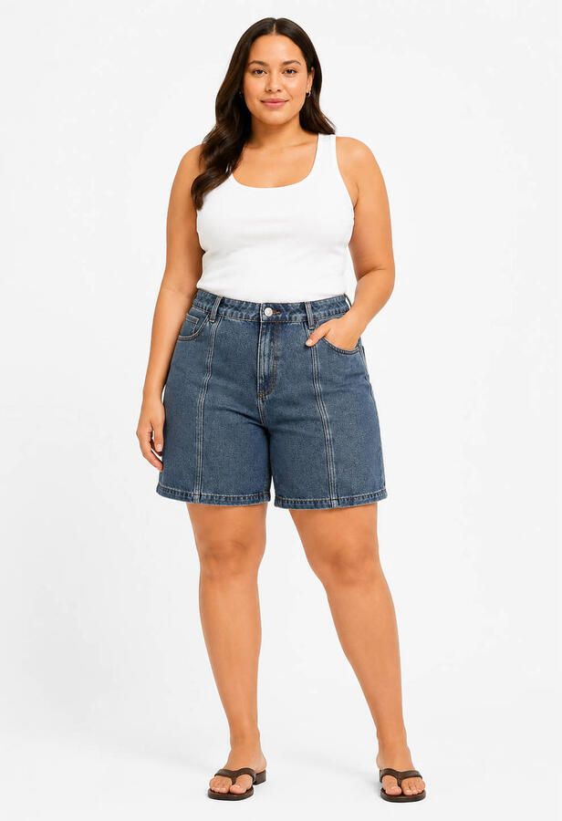 NOISY MAY Curve high waist jort medium blue denim