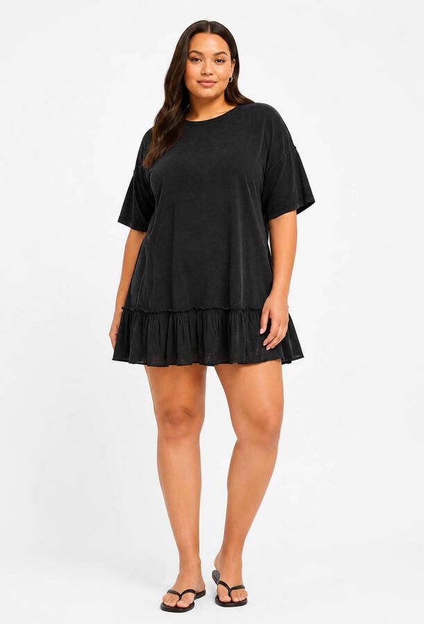 NOISY MAY Curve korte jurk met ruches Plus Size zwart