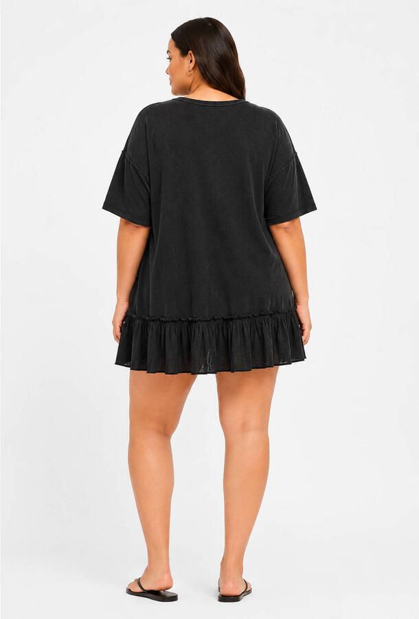 NOISY MAY Curve korte jurk met ruches Plus Size zwart - Foto 2
