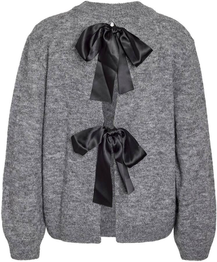 NOISY MAY Curve Plus Size gebreide trui met open rug en wol grijs