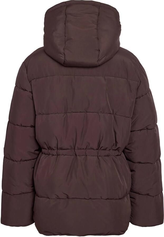 NOISY MAY Curve Plus Size gewatteerde winterjas donkerbruin
