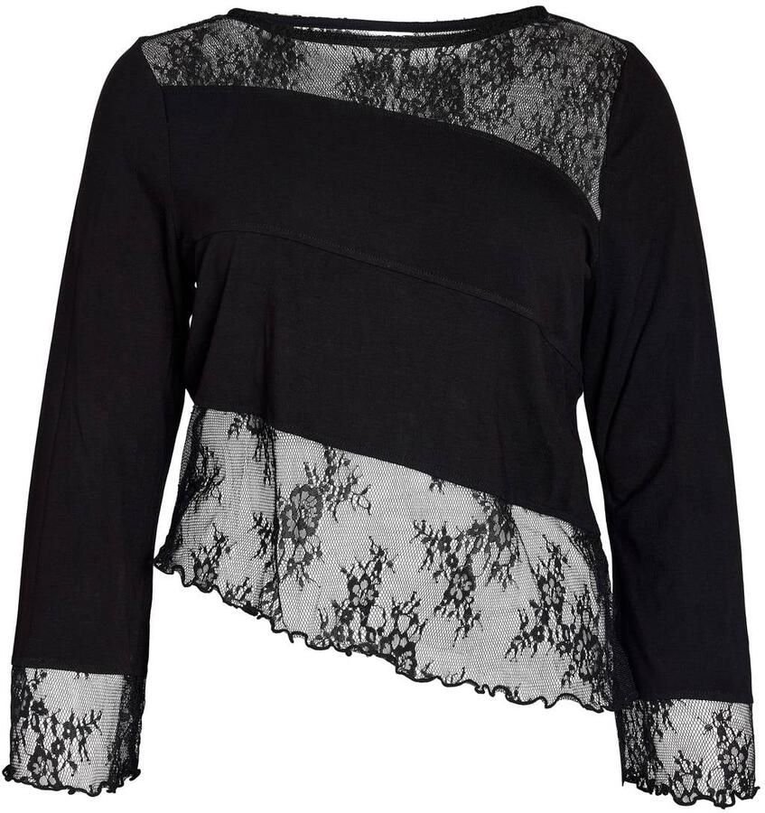 NOISY MAY Curve Plus Size kanten top zwart