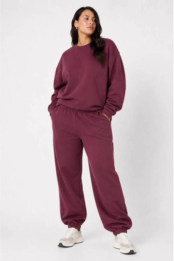 NOISY MAY Curve Plus Size relaxed fit sweater donkerrood