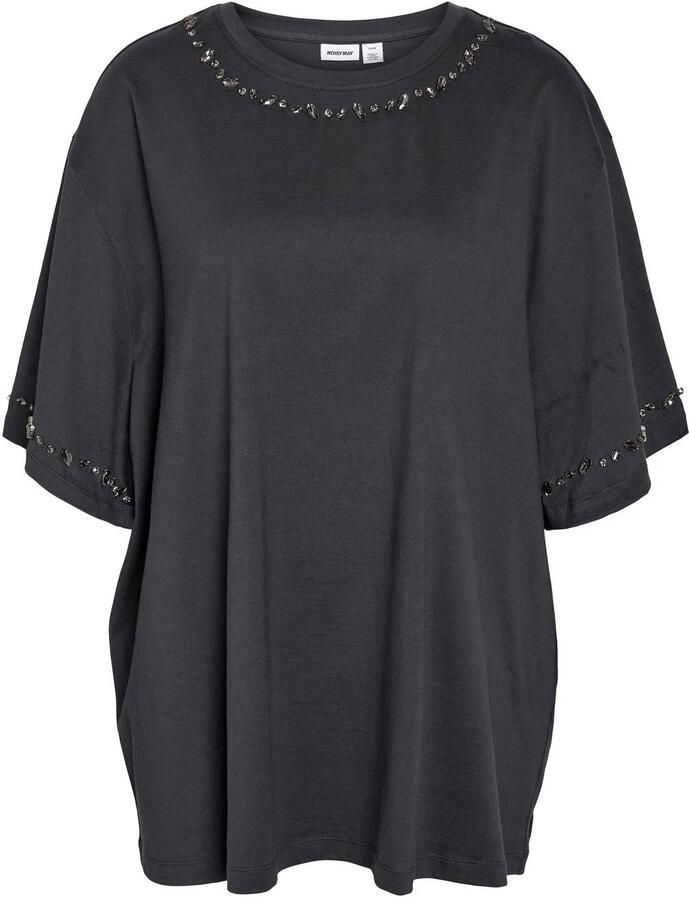 NOISY MAY Curve Plus Size T-shirt met strass-steentjes grijs