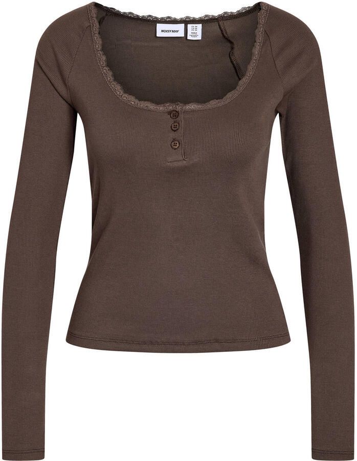 NOISY MAY Curve regular fit longsleeve Plus Size bruin - Foto 2