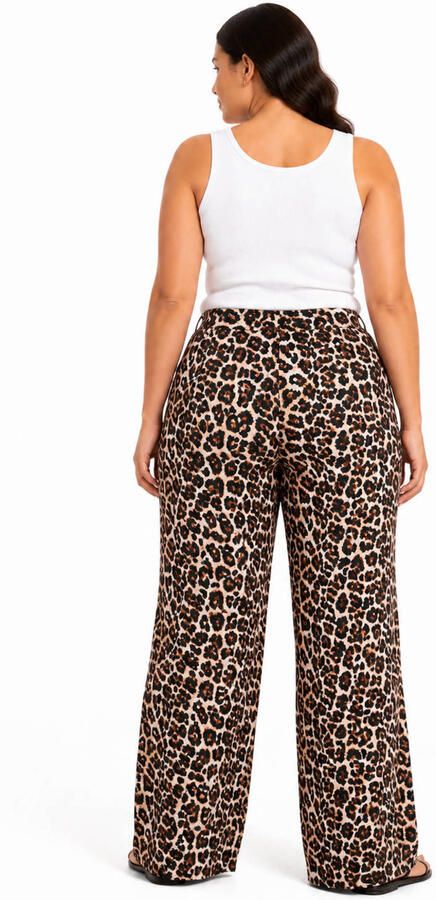 NOISY MAY Curve regular high waist casual broek met panterprint bruin - Foto 2