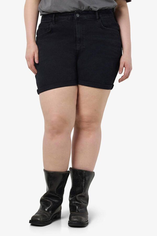 NOISY MAY Curve regular high waist denim short black denim