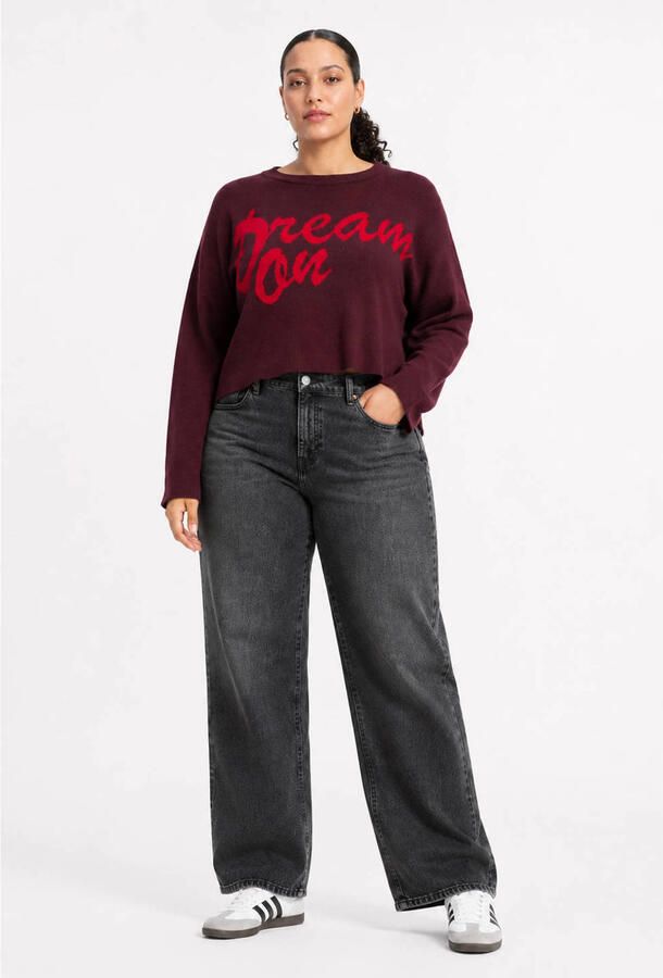 NOISY MAY Curve sweater donkerrood