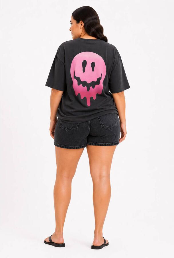 NOISY MAY Curve T-shirt met backprint antraciet - Foto 2