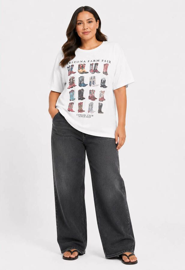 NOISY MAY Curve T-shirt wit
