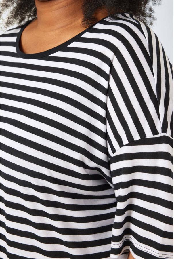 NOISY MAY Curve gestreepte T-shirtjurk NMMAYDEN zwart wit - Foto 2