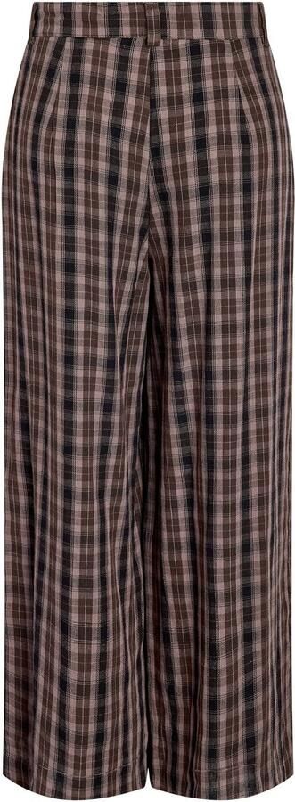 NOISY MAY Curve wide leg geruite pantalon Plus Size met linnen bruin - Foto 3