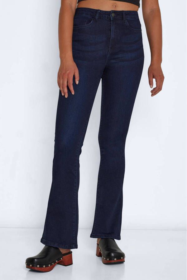 NOISY MAY high waist flared jeans NMSALLIE donkerblauw