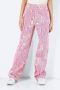 NOISY MAY high waist wide leg jeans NMDREW met grafische print roze zand - Thumbnail 1