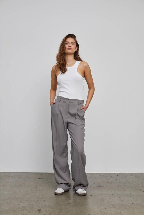 Noisy May Titanium High Waist Broek Grijs Gray Dames