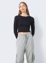 Noisy May Kort shirt met lange mouwen en ronde hals model 'MAYA' - Thumbnail 1