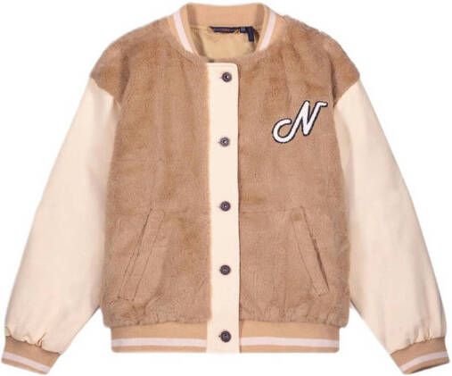 NONO teddy baseball jasje Arsy zand ecru Bruin Meerkleurig 146 152
