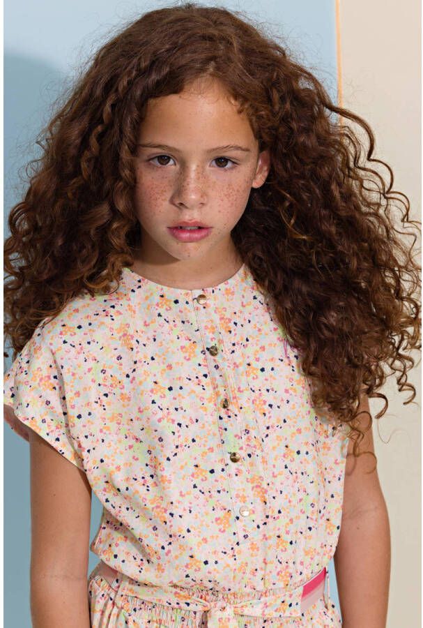 NONO jumpsuit Sasou van gerecycled polyester oranje multicolor Meisjes Gerecycled polyester (duurzaam) Ronde hals 134 140