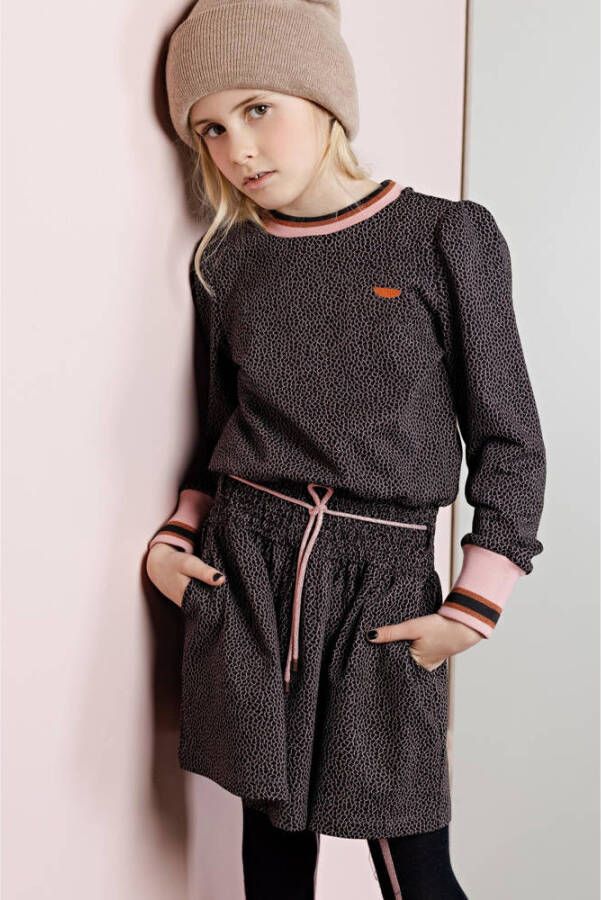 NONO jurk met all over print antraciet roze