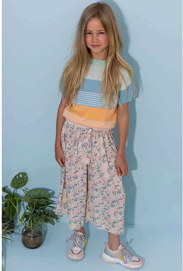NONO loose fit broek Sasha van gerecycled polyester rozezand oranje blauw
