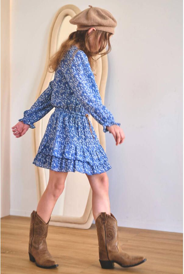 NONO A-lijn jurk met ruches blauw