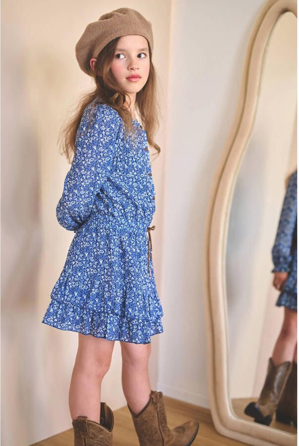 NONO A-lijn jurk met ruches blauw - Foto 2