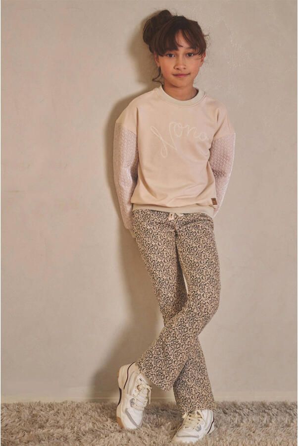 NONO Meisjes Broeken Sady Rib Jersey Flared Pants Creme - Foto 3