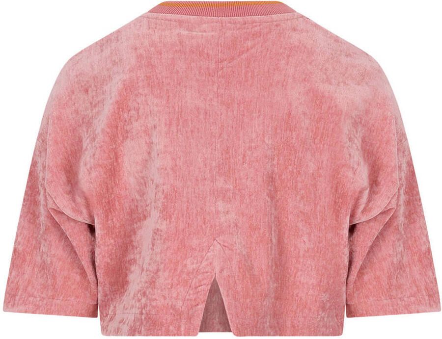 NONO fluwelen cropped top met borduursels en tekst roze Meisjes Polyester Ronde hals - Foto 4