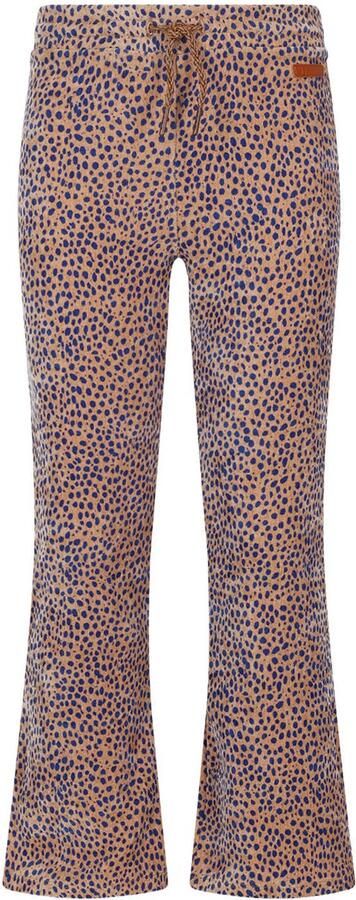 NONO fluwelen flared broek met print bruin blauw Meisjes Polyester All over print