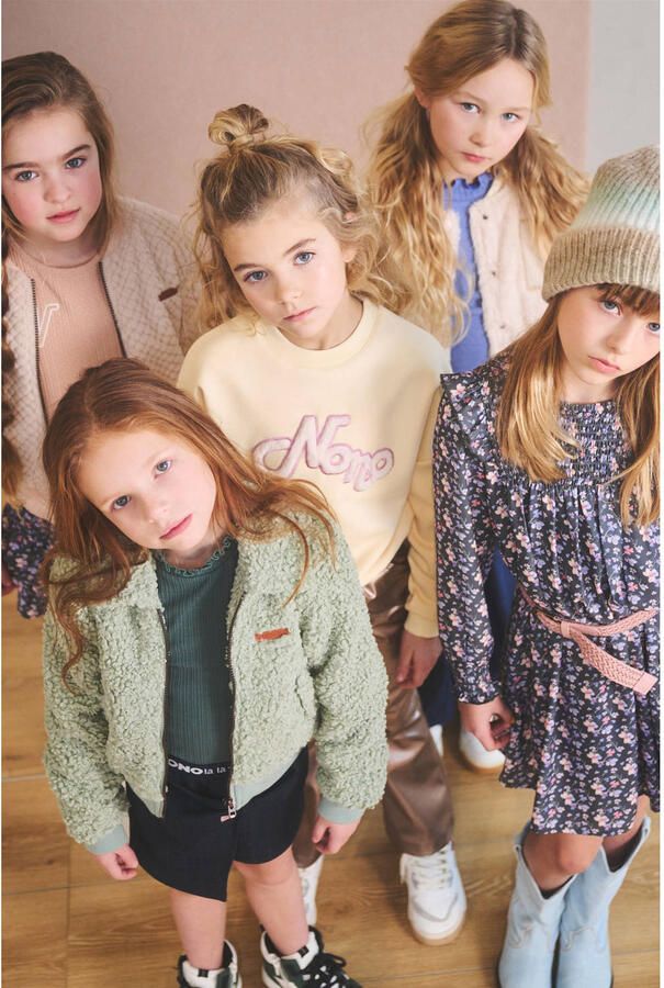 NONO Meisjes Jurken Maan Aop Watercolor Dress Donkergroen - Foto 2