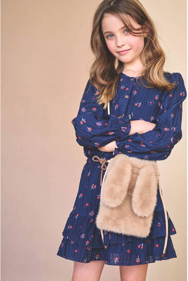 NONO gebloemde midi jurk donkerblauw