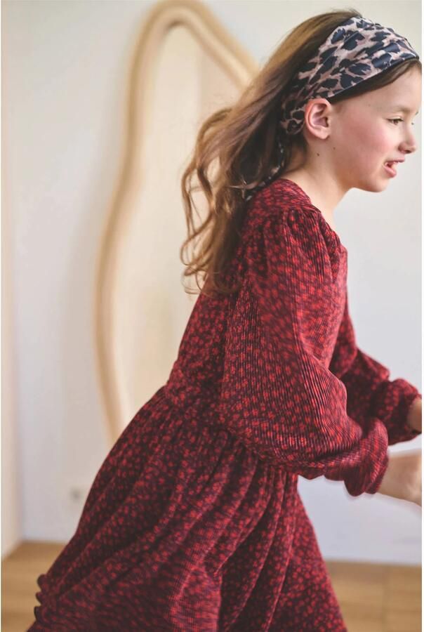 NONO gebloemde midi jurk donkerrood Meisjes Polyester Ronde hals Bloemen - Foto 4