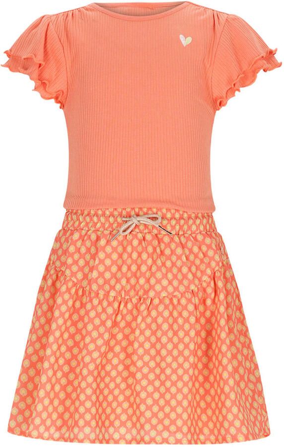 NONO gebloemde midi jurk oranje