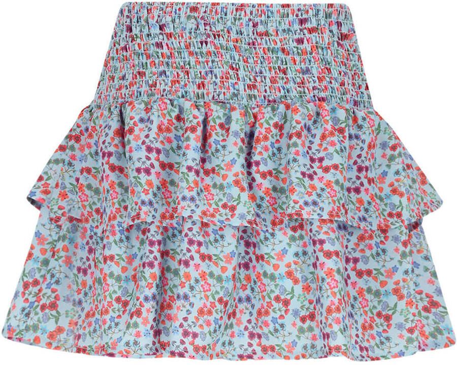 NONO gebloemde strokenrok blauw - Foto 2