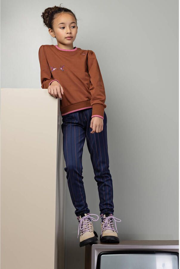 NONO gestreepte slim fit broek Secla blauw - Foto 3