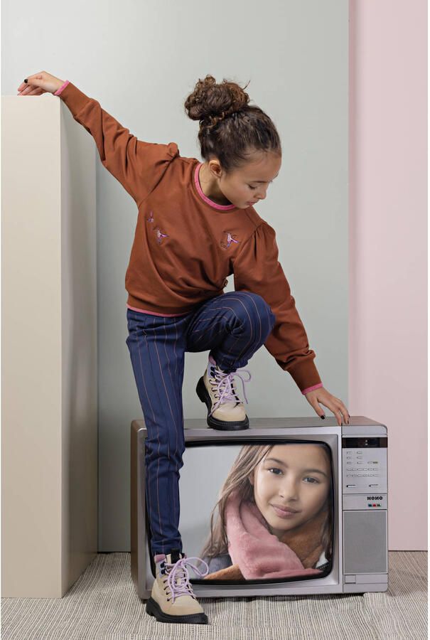 NONO gestreepte slim fit broek Secla blauw - Foto 2