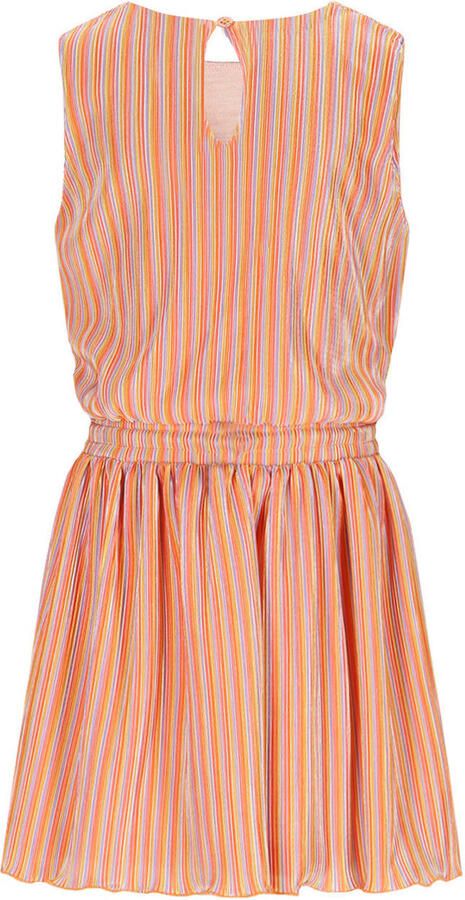 NONO gestreepte zomerjurk oranje - Foto 3