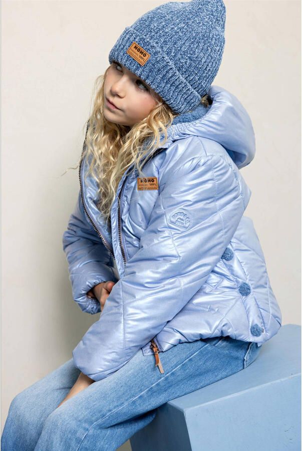 NONO Meisjes Jassen Hooded Short Winter Jacket Lichtblauw - Foto 5