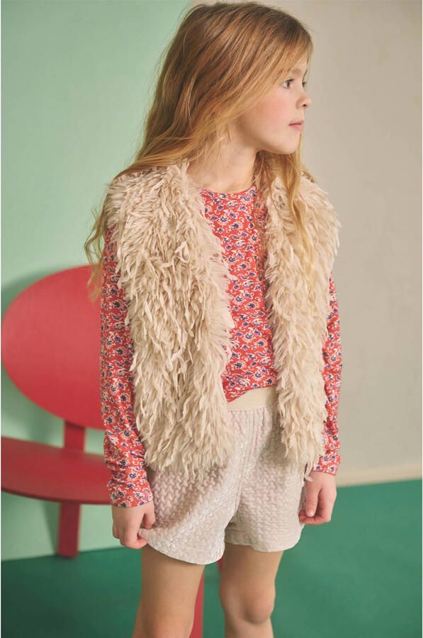 NONO Meisjes Blazers Kath Long Hair Fur Gilet Creme - Foto 5