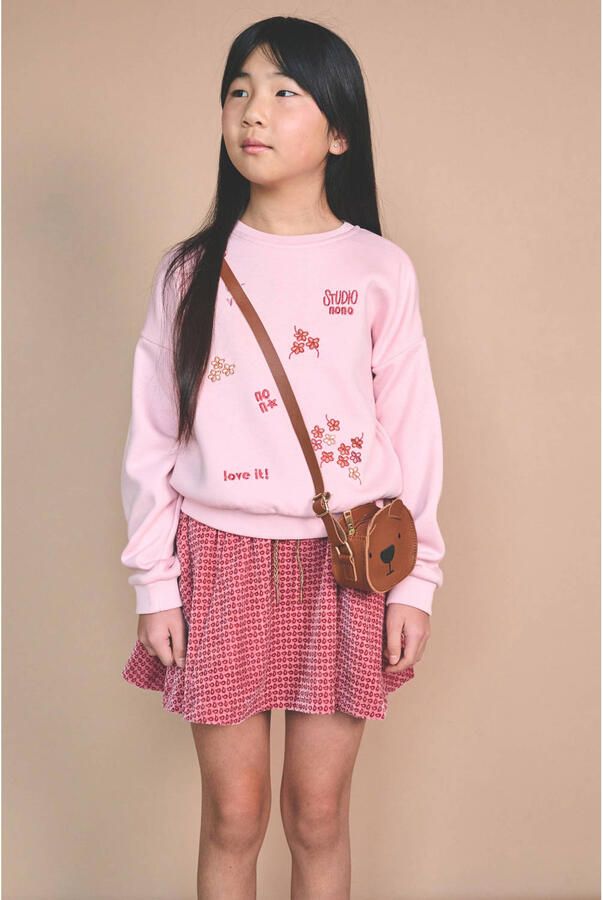 NONO sweater met print roze