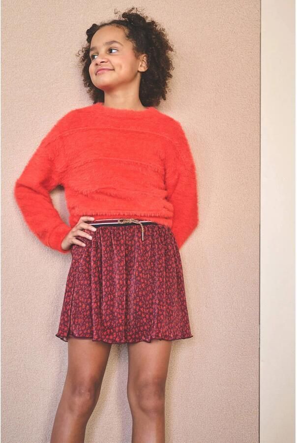 NONO korte gebloemde plissé rok donkerrood Meisjes Polyester Bloemen - Foto 4