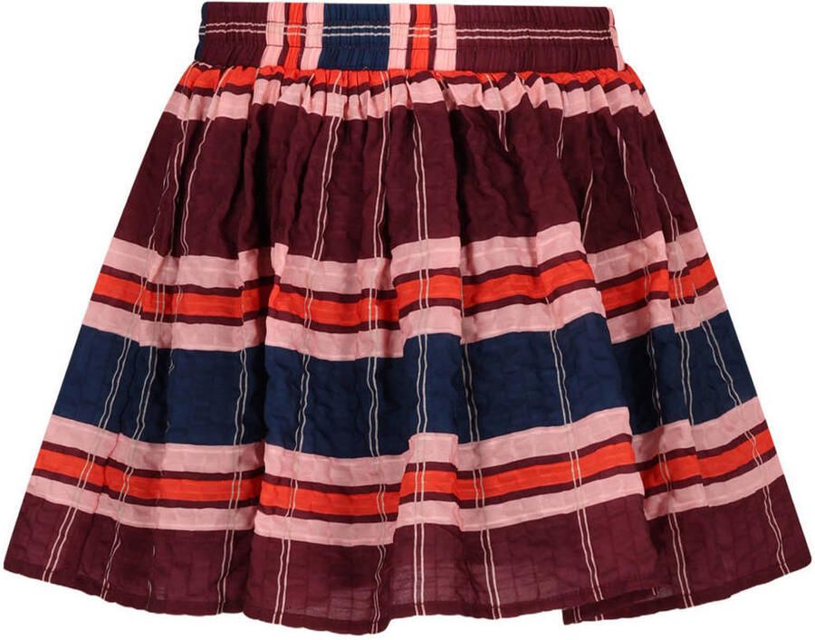 NONO korte gestreepte rok donkerrood roze donkerblauw Meisjes Polyester - Foto 2
