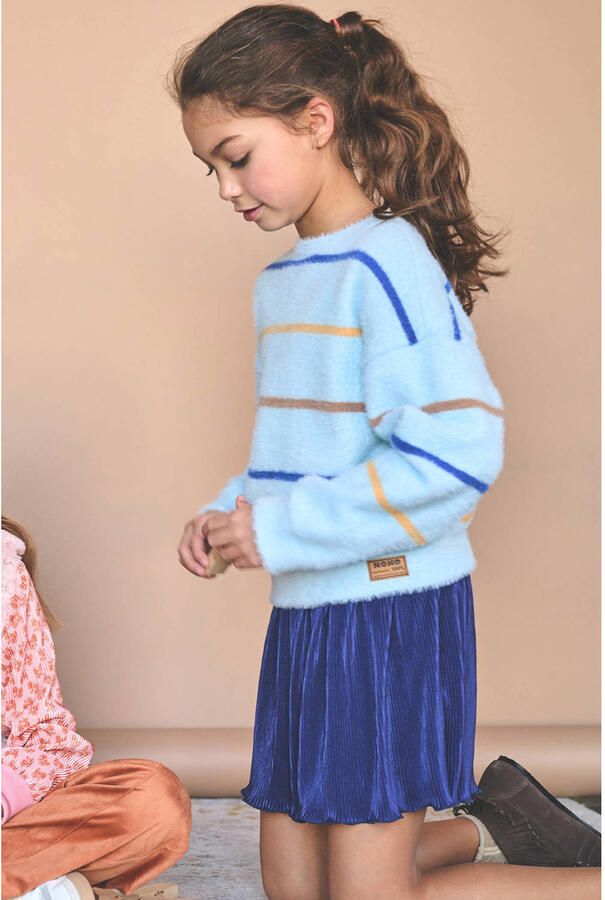 NONO korte plissé rok blauw - Foto 2