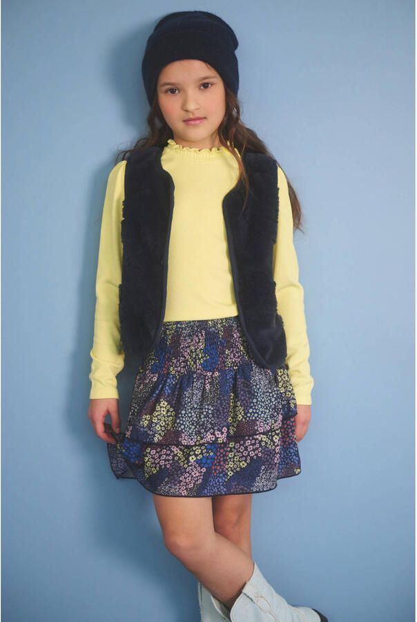 NONO Meisjes Rokken Nika Denim Flower Skirt Donkerblauw - Foto 4