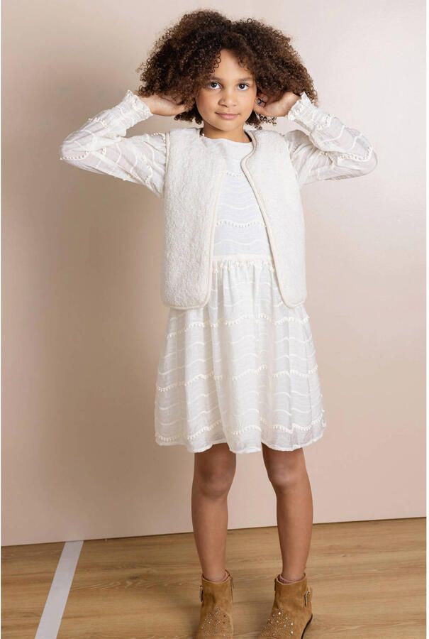 NONO Meisjes Jurken Milly Dress Pompom Details Ecru - Foto 5