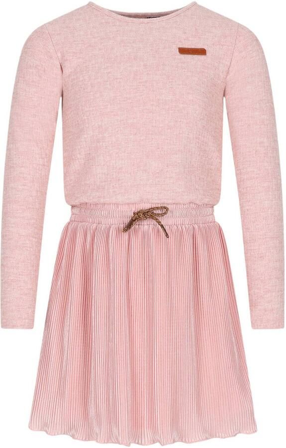 NONO plissé A-lijn midi jurk roze Meisjes Polyester Ronde hals Effen - Foto 2